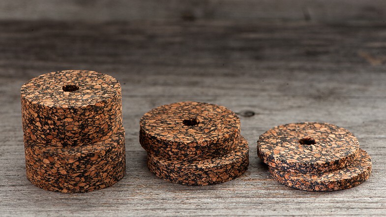 Portugal Rubber Cork Discs, 6 mm Bore