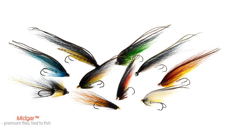 Our selection of salmon flies is wide. As Atlantic Salmon Fishing is done in numerous rivers in Norway, Scotland, Canada and on the Kola Peninsula, one river different from the other, different patterns, in numerous sizes and dressings on salmon irons or tubes, are needed. From our selection of Midgar Micro Tube Patterns,Midgar Full Blooded Tubeflies and our new selection of Midgar Longtails, as well as low-water dressed on tubes and salmon irons, you should be able to find flies that bend your rods and make your reels scream! Enjoy!